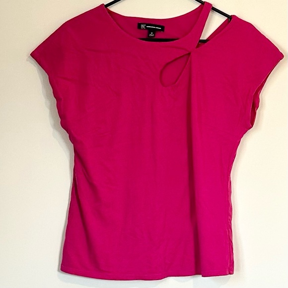 INC International Concepts Tops - INC International Concepts Fuchsia Top with Asymmetric Cutout Neckline - Medium
